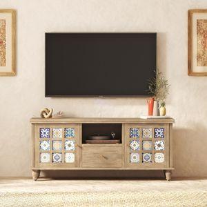 Azul Solid Wood TV Unit in Brushed Bali Oak Finish
