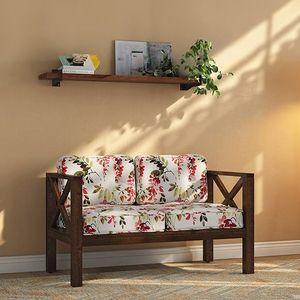 Farmone 2 Seater Wooden Sofa (Red)