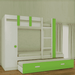 Evita Trundle Engineered Wood Box Storage Bunk Bed Verdant Green