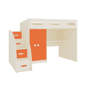 Bonita Engineered Wood Drawer and Box Storage Bed in Orange Colour