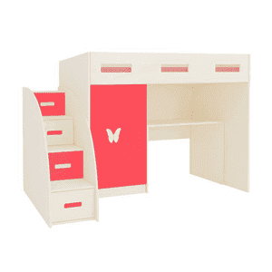 Bonita Engineered Wood Drawer and Box Storage Bed in Pink Colour