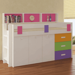 Cherokee Engineered Wood Drawer and Box Storage Bed in Multicolour Colour