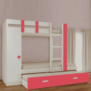 Evita Trundle Engineered Wood Box Storage Bunk Bed Strawberry Pink