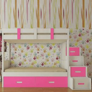 Suvina Engineered Wood Drawer Storage Bunk Bed Barbie Pink