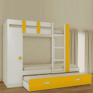 Evita Trundle Engineered Wood Box Storage Bunk Bed Mango Yellow