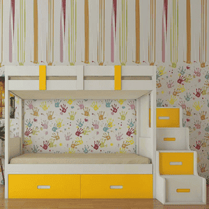 Suvina Engineered Wood Drawer Storage Bunk Bed Mango Yellow