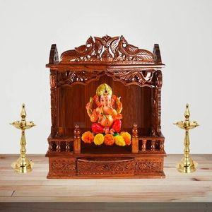 Ajay Solid Wood Free Standing Prayer Unit
