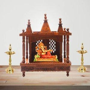 Nikhil Solid Wood Free Standing Prayer Unit