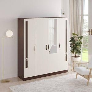 Bluewud Andrie 4 Door Wardrobe with Mirror & Drawer