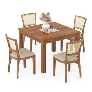 Brighton Square 4 Seater Dining Table With Reed Dining Chairs Set