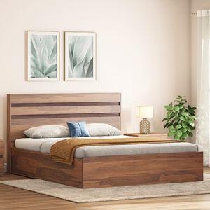 Rodrigues Queen Size Box Storage Bed In Sheesham Paper Finish
