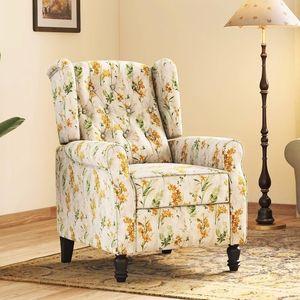 Ellis One Seater Pushback Recliner in Mustard Florals Colour