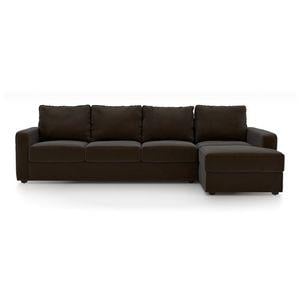 Apollo Compact Sofa (Colour : Chocolate, Cushion : Hard, Seating Capacity : Right Aligned 3 Seater + Right Aligned Chaise + Ottoman)