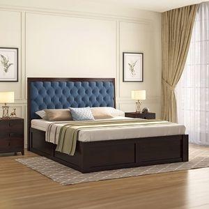 Avon Solid Wood King Size Box Storage Bed In Mahogany Finish