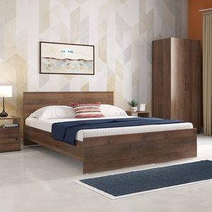 Zoey Engineered Wood Queen Size Bed In Classic Walnut Finish