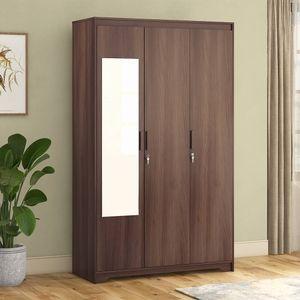 Hilton 3 Door 1 Drawer Wardrobe With Mirror and Lock in Chestnut Acacia Finish