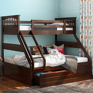 Barnley Single Over Queen Storage Bunk Bed In Dark Walnut