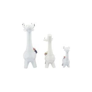 Set of 3 White Ceramic Reindeer
