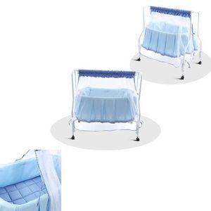 Lyra Stainless Steel Baby Cradle with Mosquito Net Clouds &Checks