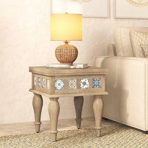 Azul Solid Wood Side Table in Brushed Bali Oak Finish