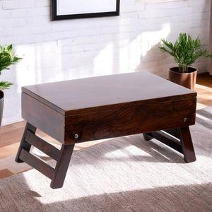 Ohio Sheesham Wood Laptop Table with 1 side Drawer in Walnut Finish