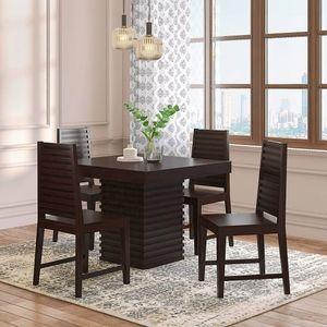 Julian Solid Wood 4 Seater Dining Set (Finish- Mahogany)