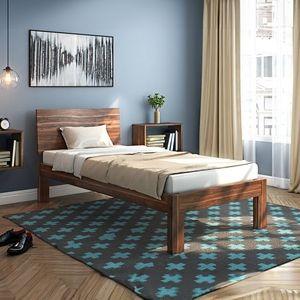 Boston Solid Wood Single Size Bed In Teak Finish
