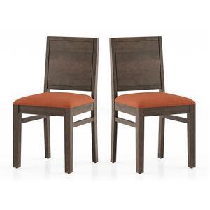 Atlas Dining Chairs Set Of 2 Finish Danish Walnut Colour Burnt Orange
