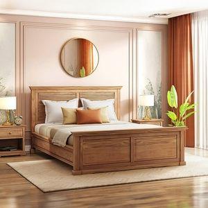 Tuscany Solid Wood Queen Size Non Storage Bed In Latin American Teak Finish