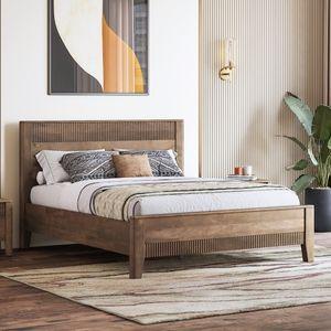 Toledo Solid Wood King Size Non Storage Bed In Danish Walnut Finish