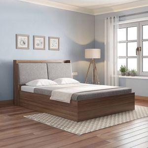 Tyra Queen Bed Box Storage In Classic Walnut Finish