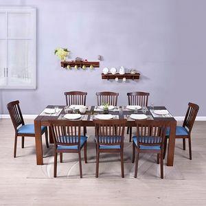 Vanalen Glass 6 To 8 Seater Dining Table In Dark Walnut Finish