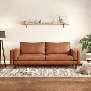 Nolan 3 Seater Leatherette Sofa (Tan)