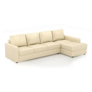 Apollo Compact Sofa (Colour : Cream, Cushion : Hard, Seating Capacity : Right Aligned 3 Seater + Right Aligned Chaise + Ottoman)