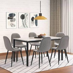 Roux 6 Seater Dining Table with Stone Top In Black Finish