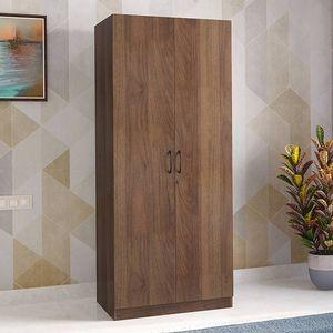 Zoey Engineered Wood 2 Door Wardrobe in Classic Walnut Finish