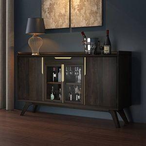 Taarkashi Solid Wood Bar Cabinet in American Walnut Finish