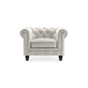Winchester 1 Seater Half Leather Sofa in White Colour