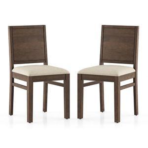 Atlas Dining Chairs Set Of 2 Finish Danish Walnut Colour Wheat Brown