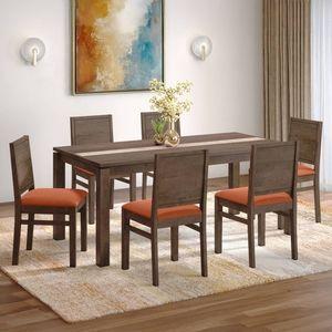 Atlas Crest Solid Wood 6 Seater Dining Table with Atlas Dining chairs Set