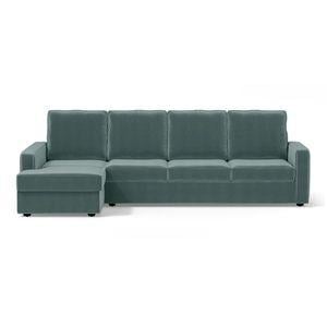 Apollo Sofa (Colour : Dusty Turquoise Velvet, Cushion : Soft, Back Type : High Back, Seating Capacity : Left Aligned 3 Seater + Left Aligned Chaise + Ottoman)