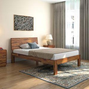 Boston Solid Wood Compact Queen Size Bed In Teak Finish