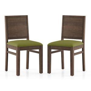 Atlas Dining Chairs Set Of 2 Finish Danish Walnut Colour Avocado Green