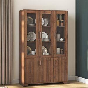 Hubert 6 Door Kitchen Display Cabinet in Classic Walnut Finish