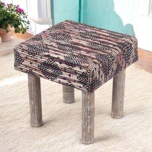 Lisbone Solid Wood Stool in Black Diamond Jackard fabric
