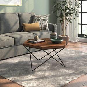Dyson Abstract Metal Coffee Table In Teak Finish