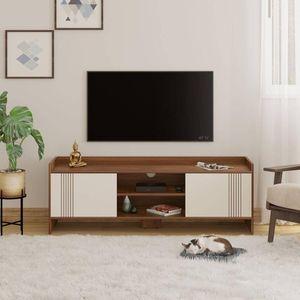 Charley Engineering Wood Floor Standing TV Entertainment Unit Set Top Box Stand/TV Cabinet with Shelves for Books & Décor Display Unit Bed Living Room Upto 50 Inches (Brown Maple & White)