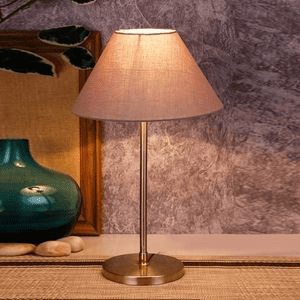 Foster Grey Fabric Shade Table Lamp with Steel Steel Base