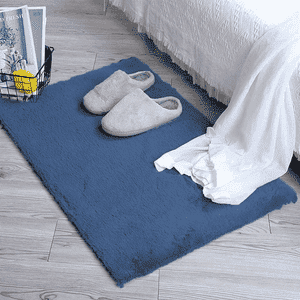 Royalty Blue Solid Natural Fiber 24x16 inches Anti-Skid Bath Mat