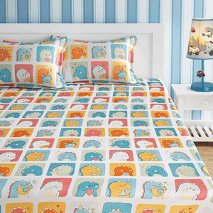 Kids Abstract Creature Print Green And Orange Bedsheet Set
